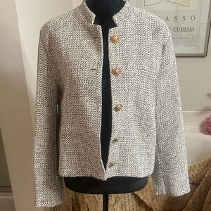 Elegant Women's Tweed Jacket - Black and White